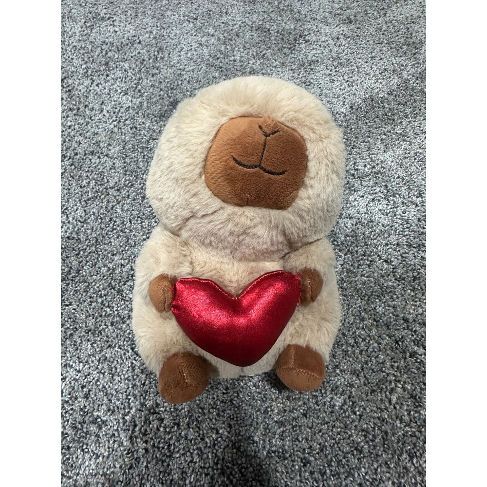 Walmart Capybara Plush Tan Stuffed Animal Holding Red Heart‎ Valentine